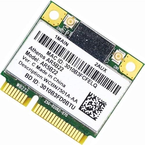 Dual band 2.4G/5G Atheros Network card AR5B22 AR9462 WI-Fi Wireless 300Mbps Half Mini PCIE WiFi + BT 4.0 bluetooth 4.0 COMBO Lan