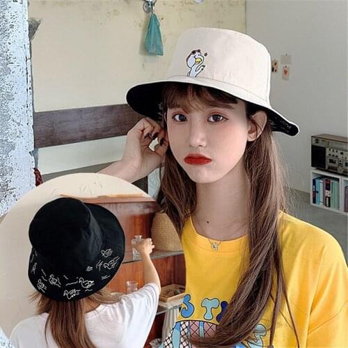 New OK duck print double-sided fisherman hat unisex summer foldable sun hat outdoor travel hat fisherman hat hip hop panama hat