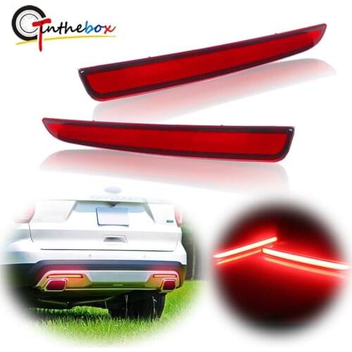GTinthebox Red Lens Full LED Rear Bumper Reflector Lights For 2016-2017 Ford Explorer Function as Tail, Brake & Rear Fog Lamps