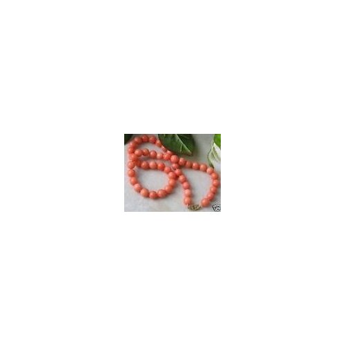 Exquisite genuine 8mm pink coral beads pendant necklace 18" shipping free