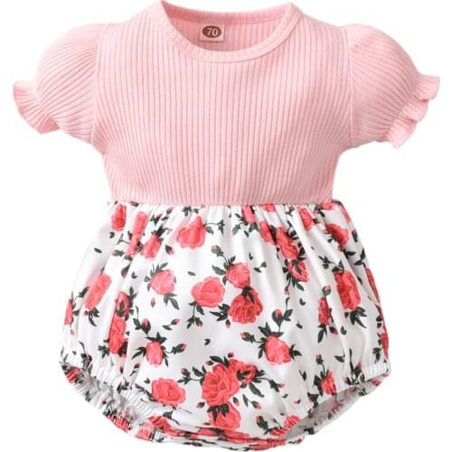 Baby Girls Short Sleeve Floral Clothes Jumpsuit Rompers Summer Clothes