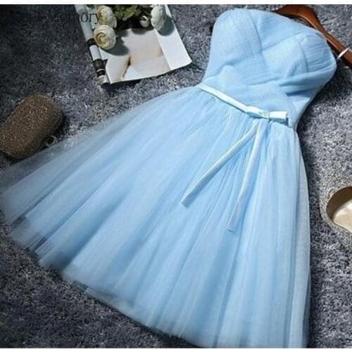 2021 Sweet Memory Princess Blue Purple Gray Red Short Bridesmaid Dresses Lady Girl Women Performance Banquet Party Dress