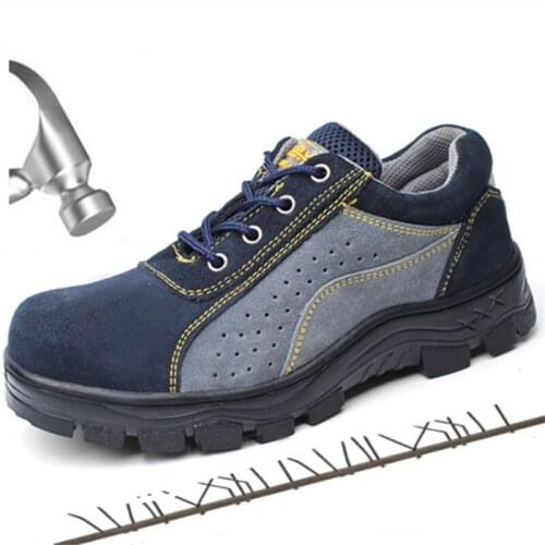 2019 Fashion Mens Boots Breathable Non-slip Work Safety Shoes Genuine Leather Outdoor Climbing Protection Sneakers
