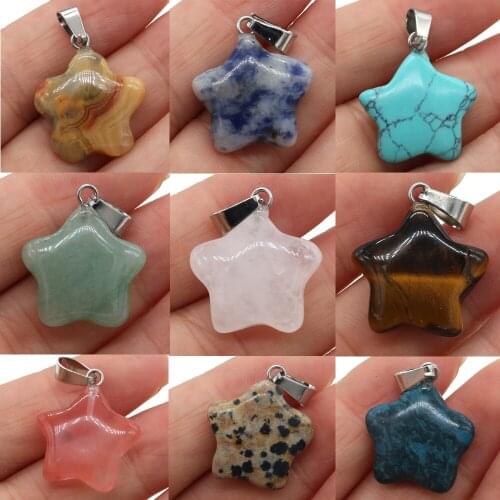 Fashion Star-shape Crystal Agates Opal Pendant Charms Natural Gem Stone Quartz Pendants for DIY Necklace Earrings Jewelry Making