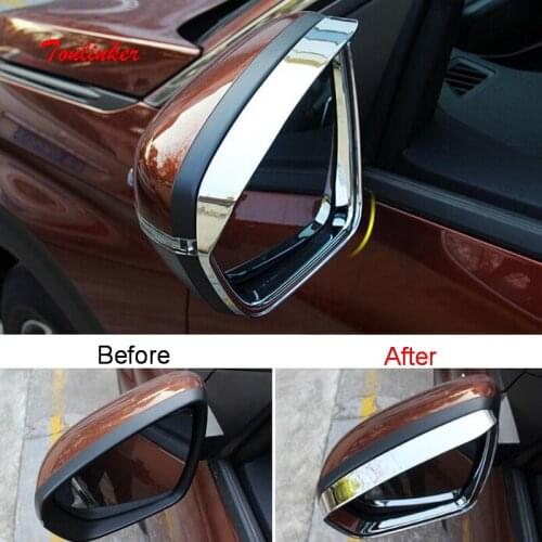 Tonlinker Exterior Car Rearview Mirror Rain Eyebrow Cover Stickers For Peugeot 3008 2015-19 Car Styling 2 pcs ABS Cover sticker