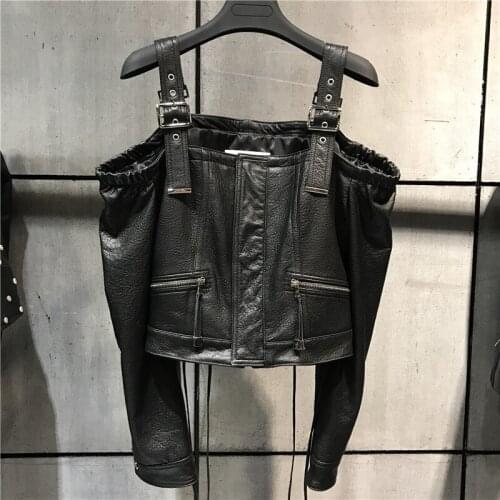 Genuine without collar lady fashion women real leather jacket plus size 6XL