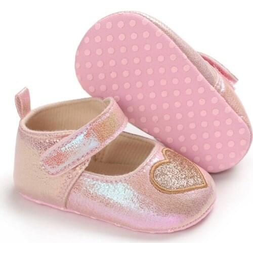 0-18M Anti-Slip Princess Shoes Casual Toddler Soft Soled First Walkers Baby Girls Heart-Shaped Shoes