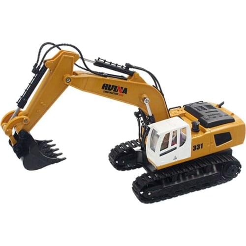 HUINA 1331 1/18 2.4G Rc Rechargeable Electric Excavator Model Engineering Digging Toys Rc Excavator for Kid Gift