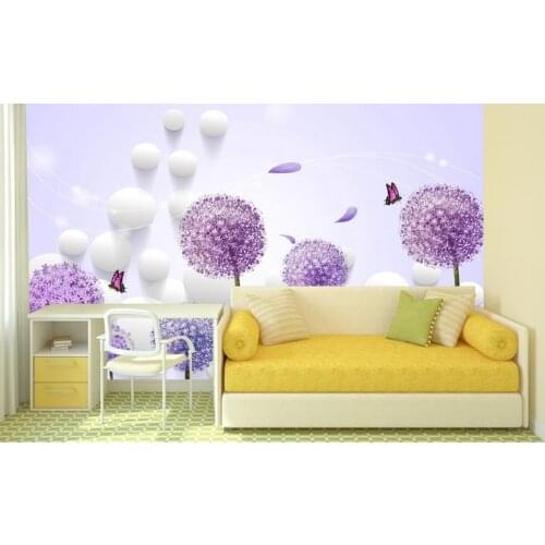 Custom 3d photo wallpaper 3d wall mural wallpaper mural Romantic dandelion 3d TV setting wall decor 3d wallpaper for living room