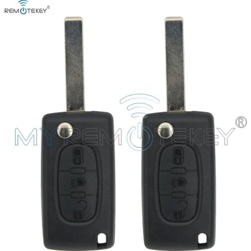 Remtekey 2pcs CE0536 Folding remote key 3 button with light button for Citroen Peugeot HU83 key blade 434mhz remtekey