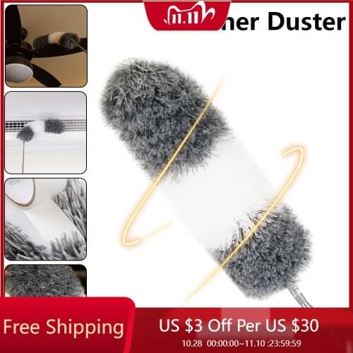 Microfiber feather duster, telescopic spider web dust collector, used to clean ceiling fans, high ceilings
