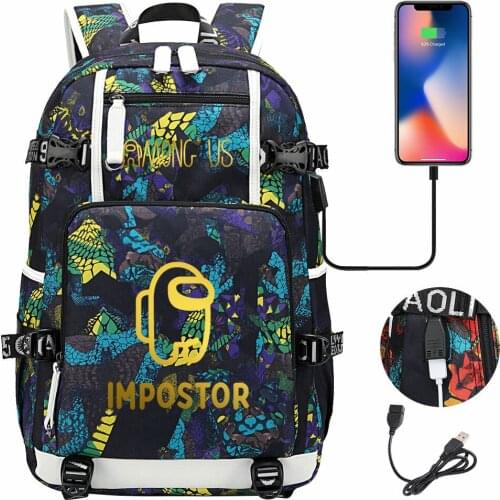 Game Among Us Impostor Backpacks For School Multifunction USB Charging Bag Boy Girl Teenagers School Bags Travel Laptop Mochilas