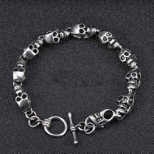 Chinese Style Retro Silver Bracelet Nine Palaces skull Male And Female Couples Personalized Gifts