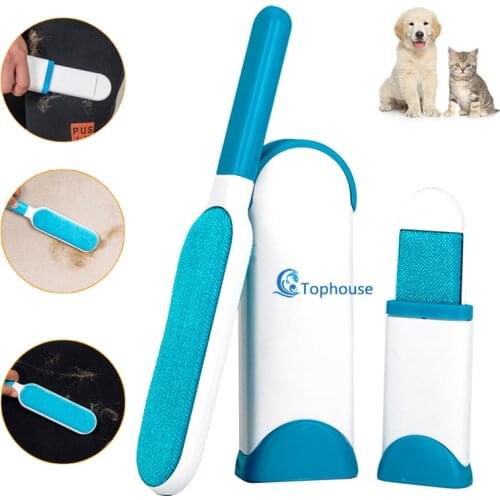 Pet Hair Remover Brush Dog Combs Dog Cat Fur Brush Double-Side Home Sofa Clothes Cleaning Lint Brush Self Cleaning Base