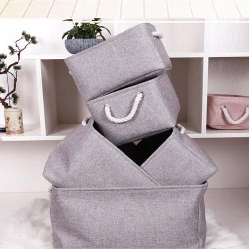 Folding Solid Color Laundry Storage Baskets Bathroom Dirty Clothes Storage Bag Bedroom Closet Sundries Toy Organizer with Handle