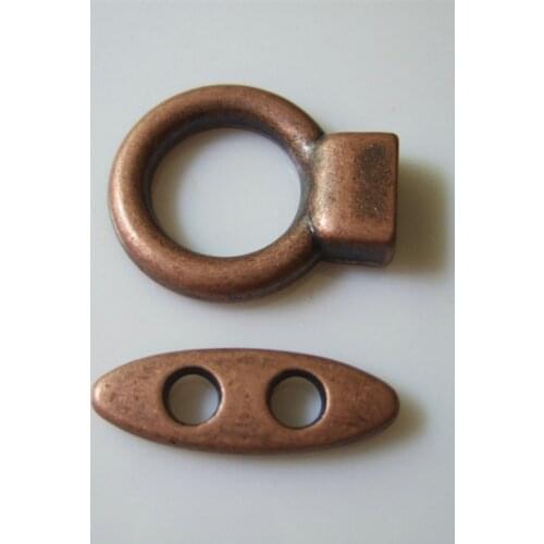 5 Sets Antique Copper Toggle Clasp for 2mm Leather Cord Bracelet Jewelry Making