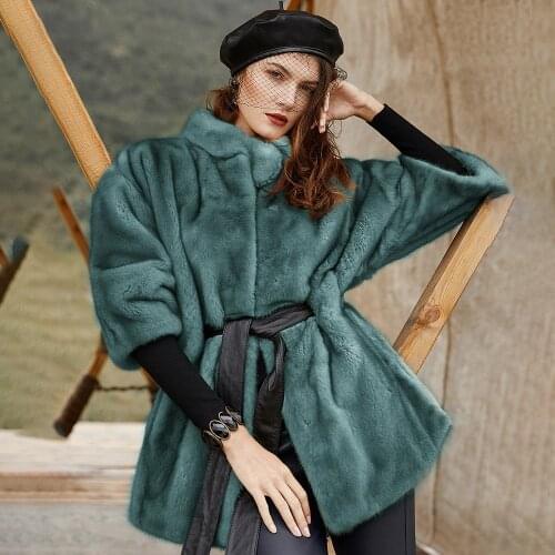 TOPFUR Real Fur Green Mink Jacket Whole Skin Natural Mink Fur Coats For Women Winter Luxury Mink Outwear
