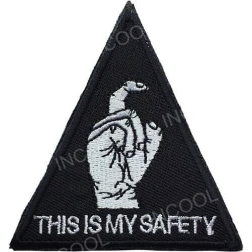 Embroidery Patch Skull Middle Finger Army Patch This Is My Safety Military Tactical Emblem Appliques Embroidered Badges