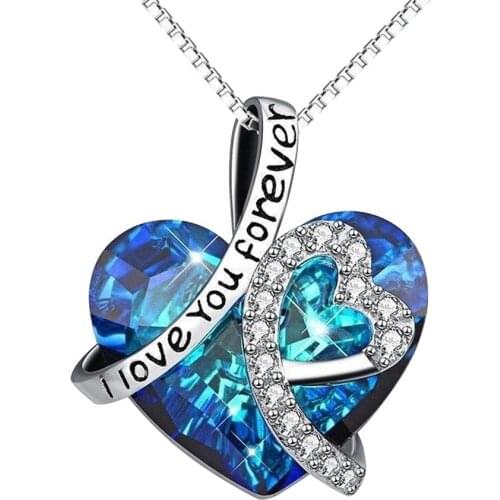 Lady Fashion Love Heart Pendant Rhinestone Necklace Clavicle Chain Jewelry girl Gifts Chain Pendant Statement Necklace For Women