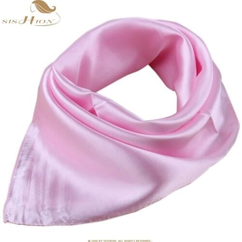 SISHION 2021 Elegant 60cm*60cm echarpes foulards femme Women Scarf Pink Satin Office Lady Vintage Style Shawls Scarves SD0002