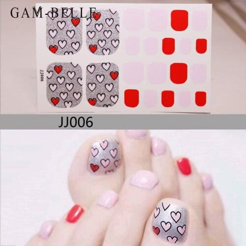 GAM-BELLE 1 Sheet Glitter Colorful Geometric Nail Art Stickers Manicure DIY Waterproof Self Adhesive Full Nail Polish Decals