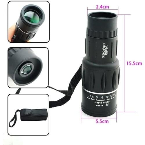 16x52 Dual Focus Zoom Optic Lens Armoring Monocular Telescope