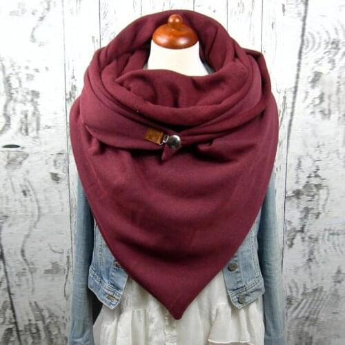 2020 Women Button Soft Wrap Bandana Scarf Fashion Women Soild Dot Button Soft Wrap Casual Warm Scarves Shawls Buckle Decoration