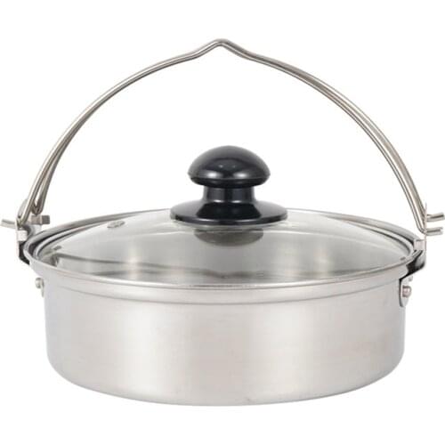 401 Stainless Steel Picnic Cookware Hanging Cooking Pot Outdoor Camp Camping Cookware Portable Hiking Picnic Accessories