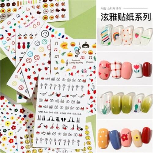 5pcs 3D Valentine Sticker for Nails Summer Flower Sliders for Nail Gang Girl DIY Design Decals Manicure Nail Art Decor
