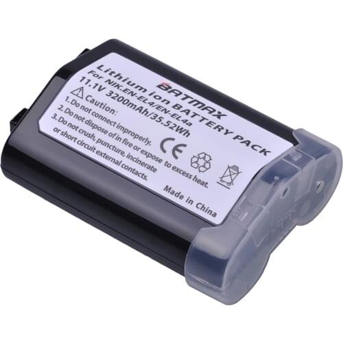 Batmax 1Pc 3200mAh EN-EL4 EN EL4 EN-EL4a Camera Bateria Akku for Nikon D2H D2Hs D2X D2Xs D3 D3S F6 MH-21 Cameras