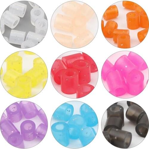 2000 PCs Acrylic Pony Bubblegum Beads For Jewelry Making Cylinder White Glitter About 5mm x 5mm, Hole: Approx 2.8mm