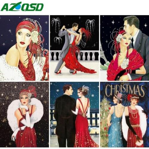 AZQSD 5D Diamond Painting Dancer Couple Woman Cross Stitch Needlework Diamond Embroidery Portrait Mosaic Rhinestones Home Decor