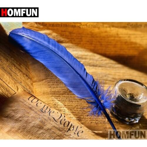 HOMFUN 5D DIY Diamond Painting Full Square/Round Drill "Feather letter" 3D Embroidery Cross Stitch gift Home Decor A09976