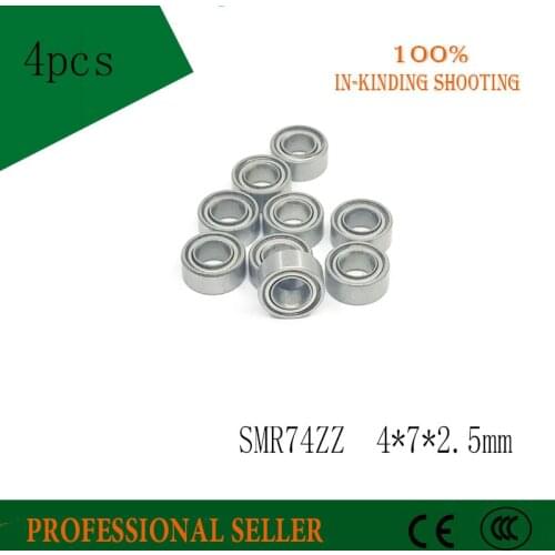 Free Shipping 4x7x2.5 mm SMR74 ZZ smr74zz Germany Stainless steel rings ball bearing (4pcs/lot)
