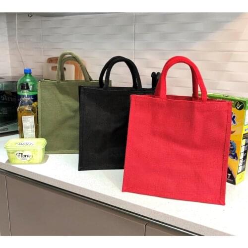 Linen Shopping bag reusable bag large tote grocery bag Black red green Good quality flax Stereoscopic bag