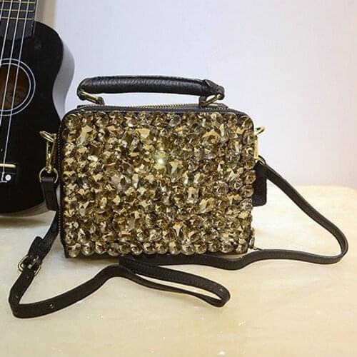 Brand Genuine Leather Luxury Handbag New Diamond Chains Bags Women Designer Spring Summer Rhinestone Shoulder Crossbody Bag