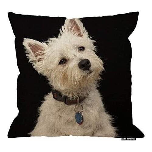 West Highland Terrier with Collar Pillow Cover 18 X 18 Throw Pillow Case