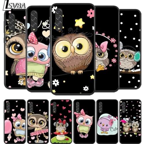 Lovely Animal Owl for Samsung Galaxy A90 A80 A70 A60 A50 A40 A20 A2Core A10 M31 M21 M60 M40 M30 Black Phone Case