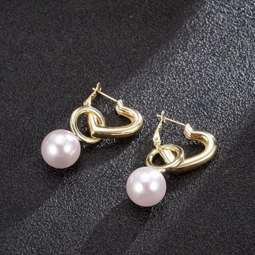 Dorado Sweet Heart Statement Ear Clip Drop Earrings For Women Simulated Pear Pendant Brincos Punk Jewelry Valentines Day Gift