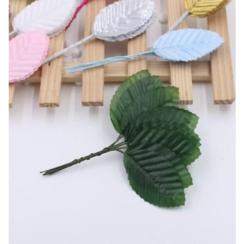 Hot sale 10pcs/lot 5cm Nylon Silk Leaf Green Leaves Artificial Flower For Wedding Decoration DIY Wreath Gift Craft Fake Flower