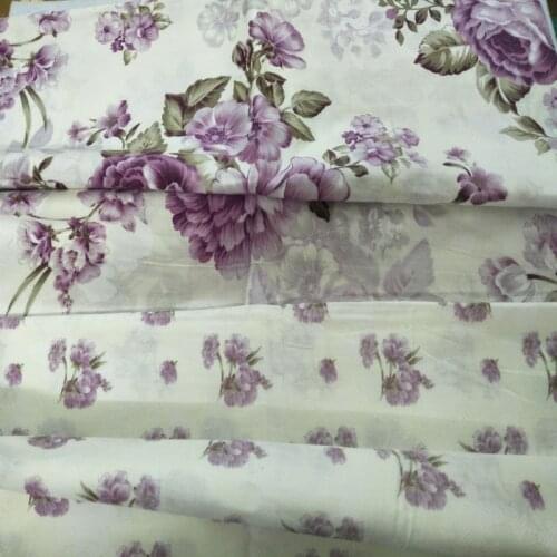 100x160cm Graceful Royal Purple Big Small Bloooming Rose Flower Printed Cotton Fabric Floral Fabrci For DIY Sewing Bedding Cloth