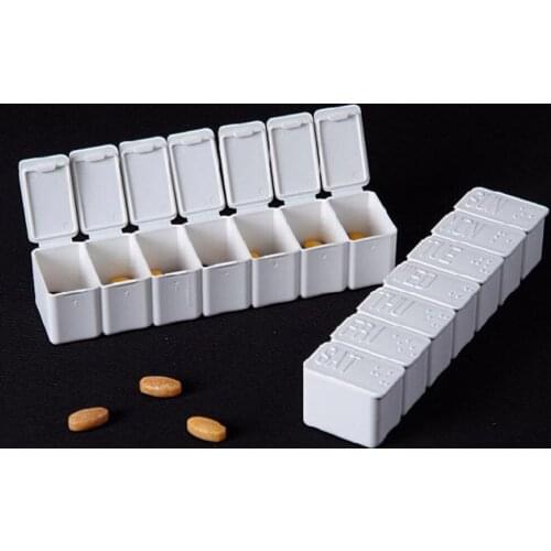 Hot 7 Day Pill Box Plastic Medicine Case Storage Pill Tablet Organize Contain Case Sort Folding Weekly Tablet Braille Recognit