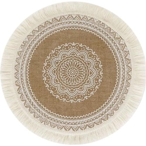Rattan Trivet Mats Table Mat Heat Insulation Handmade Cotton Flax Dining Table Non-Slip Placemat Heat Resistant Cup Coaster