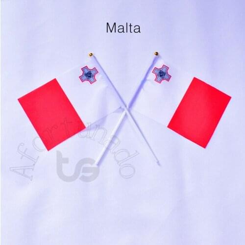 Malta 14*21cm 10pieces Banner Hand waving Flag Malta National Flag for meet,Parade,party.Hanging,decoration