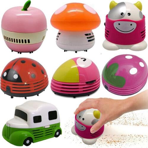 Functional Desktop Vacuum cleaner cartoon mushroom Mini Dust Collector Household Computer keyboard Clean Brushes Random Color