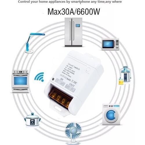 Tuya Smart Life Switch Receiver Module AC 85-265V 6600W 30A Relay For Lights, Garage Doors, Motors, Curtains