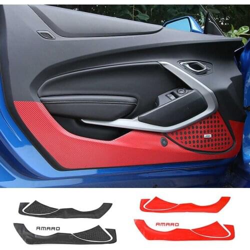 MOPAI Carbon Fiber Sticker Car Door Anti Kick Scratch Stickers Cover for Chevrolet Camaro 2017 Up Car Accessories Styling