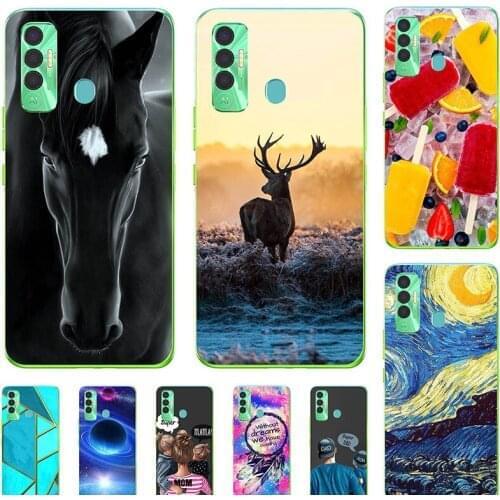 Fashion Bumper Cute Case For Tecno Spark 7P KF7j Case For Tecno Spark 7 KF6j KF6i Soft Silicone Cat Horse Flower Cover Shell