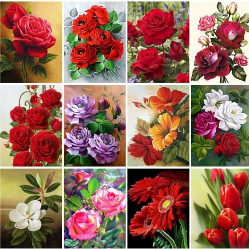 RUOPOTY Painting By Numbers Flowers Picture Drawing On Canvas Rose Coloring By Numbers Acrylic Paints Home Decor