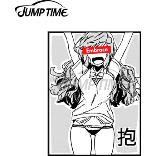 Jump Time 13 x 6.8cm For Embrace Waifu Sexy Japanese Girl Car Stickers Stylish Waterproof Decal for Motorcycle Windshield